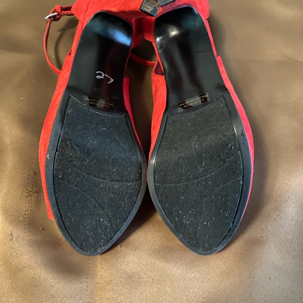 NOT FOR SALE!!! MARC FISHER SIZE 10 RED PEEP TOE ANKLE STRAP PUMP GENTLY USED - Picture 6 of 7